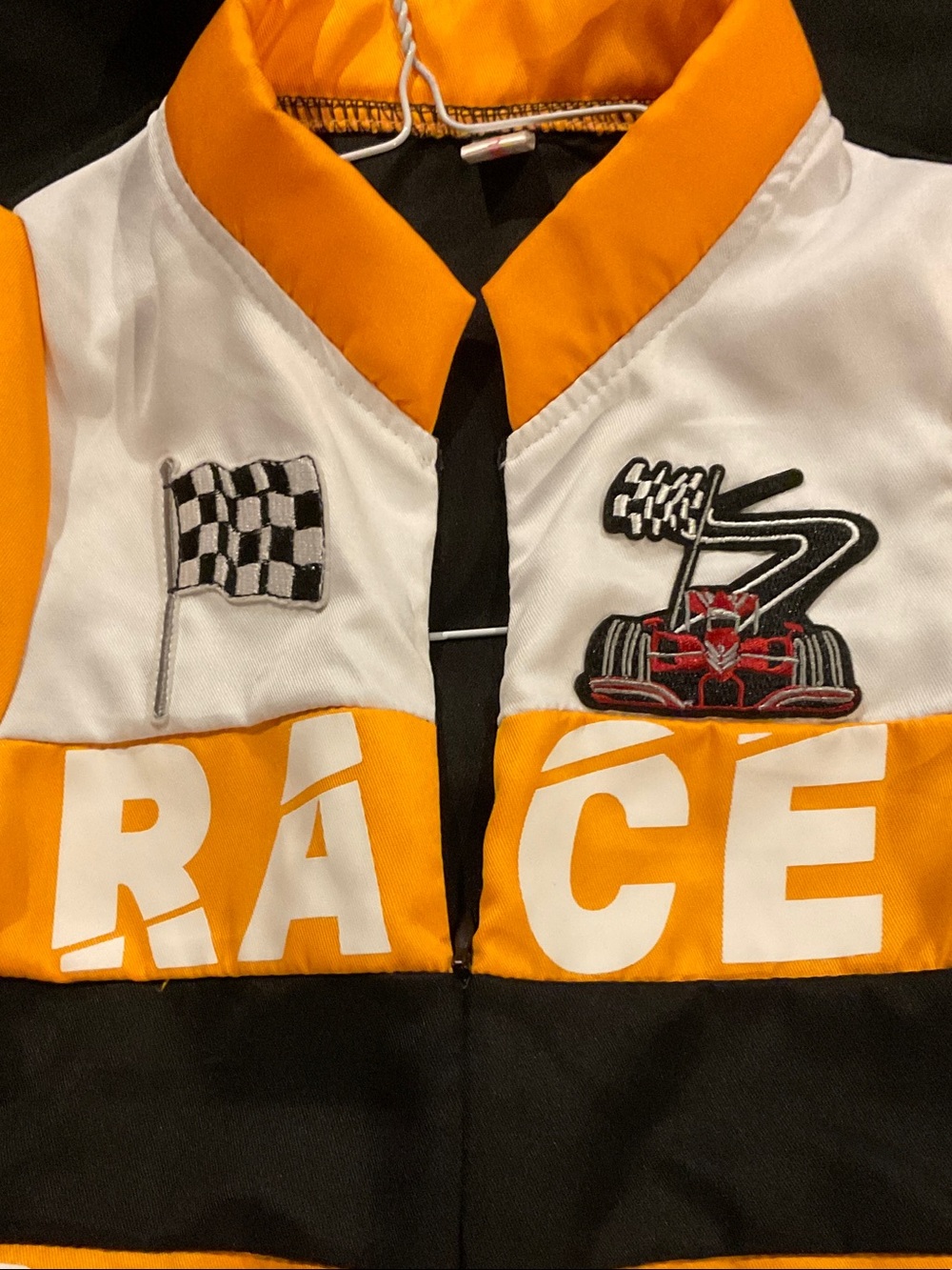 Kids' Race-Print One-Piece Bodysuit - Orange & Black size 1100 or 3/4T